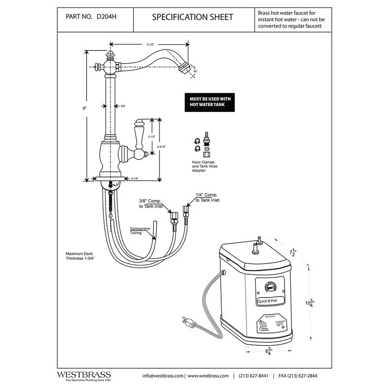Instant Hot Water Dispenser, Tank, Filter And Flanges, Oil Rubbed Bronze 5 Instant Hot Water Dispenser, Tank, Filter And Flanges, Oil Rubbed Bronze - Image 3