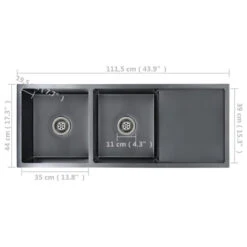 VidaXL Handmade Kitchen Sink With Strainer Black Stainless Steel Under-Mount -Whole House Kitchenware 57b10b06015fe13f 2911 w800 h800 b1 p0