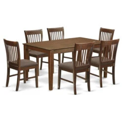 East West Furniture Capri 7-piece Wood Dining Table Set With Chairs In Mahogany
