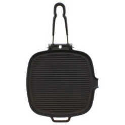 Chasseur 9" Square French Cast Iron Grill With Folding Handle