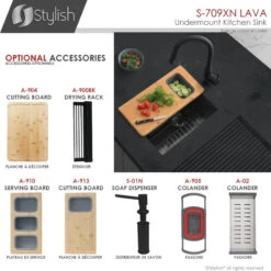 STYLISH 16in Graphite Black Single Bowl Undermount Stainless Steel Kitchen Sink -Whole House Kitchenware 5e0132d400d9dc49 8173 w800 h800 b0 p0