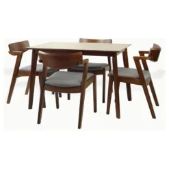 Solid Wood 5-Piece Dining Set, Medium Brown, Tracy Armchairs 9 Solid Wood 5-Piece Dining Set, Medium Brown, Tracy Armchairs -Whole House Kitchenware 61b1e2110ad8cc13 2682 w800 h800 b1 p0