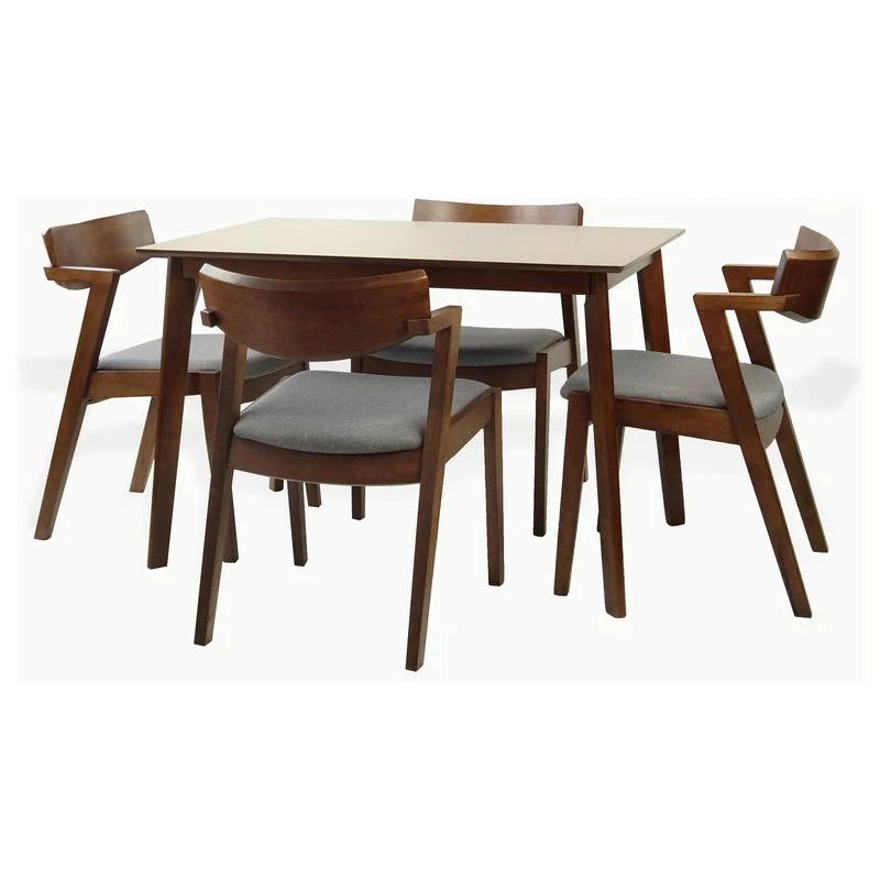 Solid Wood 5-Piece Dining Set, Medium Brown, Tracy Armchairs 5 Solid Wood 5-Piece Dining Set, Medium Brown, Tracy Armchairs - Image 3