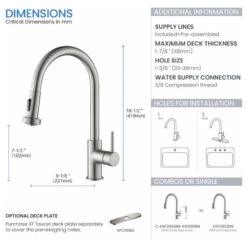 Casa Single Handle Pull Down Faucet, Brush Nickel, W/O Soap Dispenser -Whole House Kitchenware 61f1cc5101bb5d2c 0625 w800 h800 b1 p0
