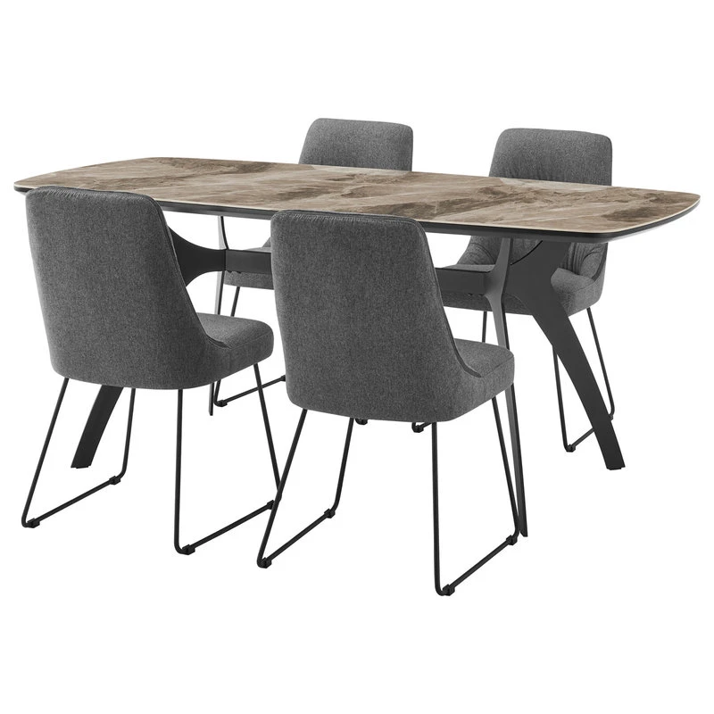 Andes And Quartz Gray Fabric 5-Piece Rectangular Dining Set 3 Andes And Quartz Gray Fabric 5-Piece Rectangular Dining Set