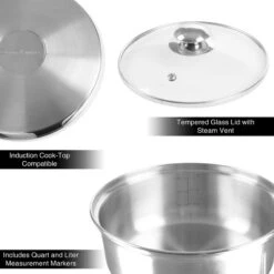 Stainless Steel 6 Cup Double Boiler 1.5 Quart, Vented Glass Lid -Whole House Kitchenware 6571cd120a60cf72 4004 w800 h800 b0 p0