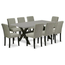 X697Ab106-9, 9-Piece Set, 8 Chairs And Table With High Chair Back, Black