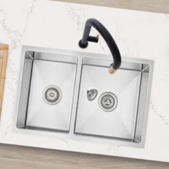 AZUNI 27"L X 18"L Double Bowl 60/40 Dualmount 16G Reversible Kitchen Sink -Whole House Kitchenware 66d132a30000e570 5598 w800 h800 b0 p0