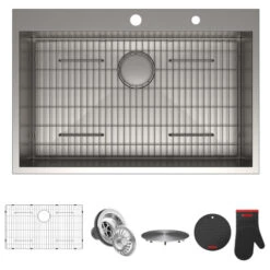 Pax Zero-Radius 33" Drop-In Topmount Stainless Steel 1-Bowl Kitchen Sink -Whole House Kitchenware 67b1e51400e5e853 3163 w800 h800 b1 p0