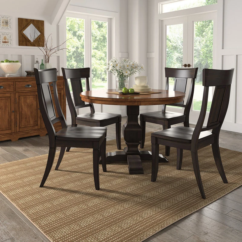 Arbor Hill Two-Tone Round Pedestal Base Dining Table, Antique Black 5 Arbor Hill Two-Tone Round Pedestal Base Dining Table, Antique Black - Image 3