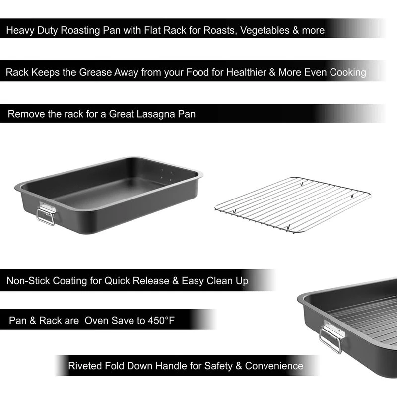 Classic Cuisine Roasting Pan Flat Rack Nonstick Oven Roaster And Removable Tray 5 Classic Cuisine Roasting Pan Flat Rack Nonstick Oven Roaster And Removable Tray - Image 3
