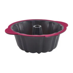 Trudeau Pro Pink And Gray Structure Silicone 10 Cup Fluted Cake Pan