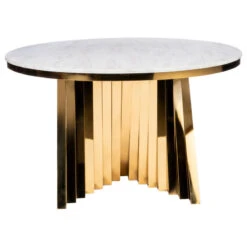 Waterfall Round Marble Top Dining Table, Gold And White 11 Waterfall Round Marble Top Dining Table, Gold And White -Whole House Kitchenware 6ab10b020d41e455 7166 w800 h800 b1 p0