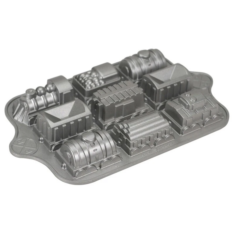 Nordic Ware Platinum Brushed Aluminum Train Cake Pan 3 Nordic Ware Platinum Brushed Aluminum Train Cake Pan