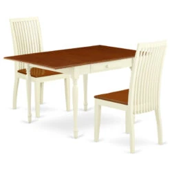 East West Furniture Monza Wood 3-Piece Modern Dining Table Set MZIP3-WHI-W