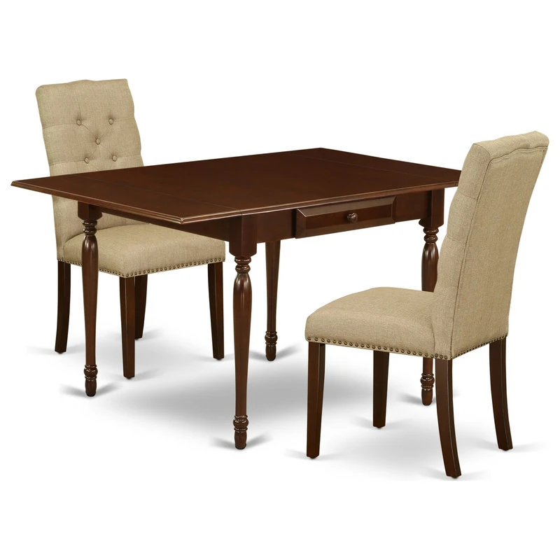 3-Piece Kitchen Table Set, Drop Leaves Leaf Table, 2 Chairs 3 3-Piece Kitchen Table Set, Drop Leaves Leaf Table, 2 Chairs