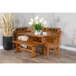 L-Shaped Rustic Brown Breakfast Nook Reversible Storage Bench With Back Support -Whole House Kitchenware 6d91c2440028395e 8910 w800 h800 b0 p0