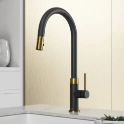 VIGO Bristol Kitchen Faucet, Matte Brushed Gold/Matte Black -Whole House Kitchenware 6f218ae40f60b91e 3060 w800 h800 b0 p0