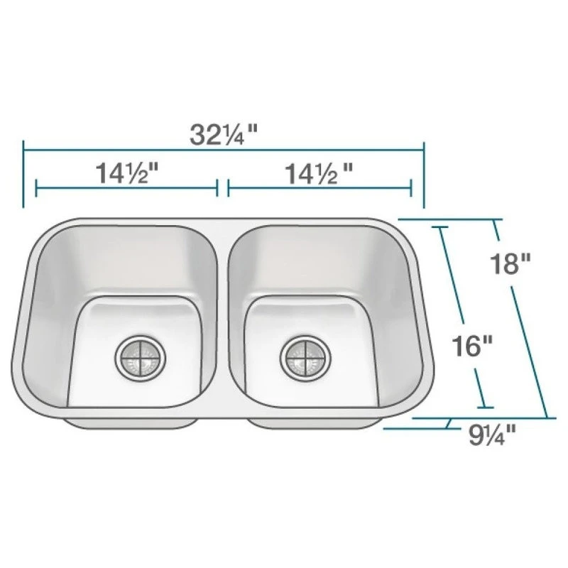 Builder Series Stainless Steel Kitchen Sink, 18-Gauge, 3218a Sink Only 5 Builder Series Stainless Steel Kitchen Sink, 18-Gauge, 3218a Sink Only - Image 3
