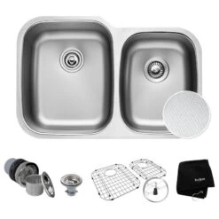 Premier 32" Undermount Stainless Steel 2-Bowl 16 Gauge Kitchen Sink 60/40 Split