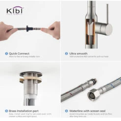 KIBI Hilo Single Handle Pull Down Kitchen Faucet, Brush Nickel, W/O Soap Dispens -Whole House Kitchenware 74a161580f1b535e 3578 w800 h800 b1 p0