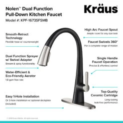 Nolen 2-Function Pull-Down 1-Handle 1-Hole Kitchen Faucet Spot Free Stainless MB -Whole House Kitchenware 75510b5f00e5e966 5989 w800 h800 b0 p0