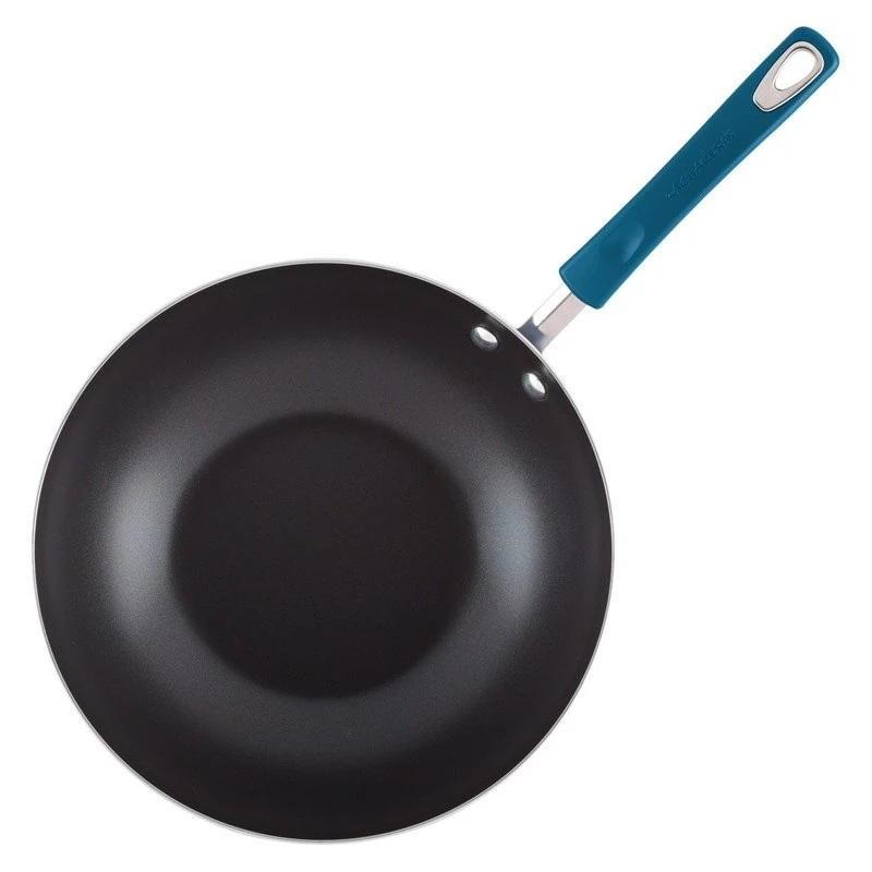 Aluminum Nonstick Stir Fry Pan With Glass Lid, Marine Blue Gradient 4 Aluminum Nonstick Stir Fry Pan With Glass Lid, Marine Blue Gradient - Image 2