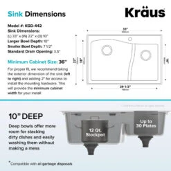 Quarza 33" Drop-In Undermount Granite Composite 60/40 Kitchen Sink, Brown 25 Quarza 33" Drop-In Undermount Granite Composite 60/40 Kitchen Sink, Brown -Whole House Kitchenware 7681719e03518cd9 9104 w800 h800 b0 p0