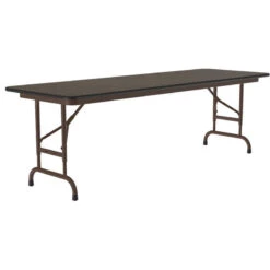 Correll 22-32"H Adjustable Height Melamine Top Folding Table In Walnut