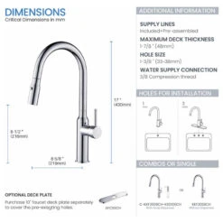 KIBI Hilo Single Handle Pull Down Kitchen Faucet, Chrome, W/O Soap Dispenser -Whole House Kitchenware 79915b5401bb6360 1325 w800 h800 b1 p0