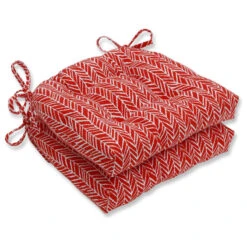 Pillow Perfect Indoor Herringbone Tomato Reversible Chair Pad, Set Of 2