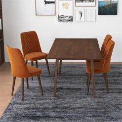 Alpen Mid Century Modern Solid Wood 5 Piece Dining Room & Kitchen Set -Whole House Kitchenware 7b51ca47036f6fd7 4048 w800 h800 b0 p0