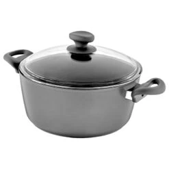Saflon Titanium Stock Pot With Glass Lid, Forged Aluminum, PFOA-Free, 8-Quart