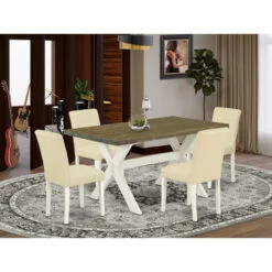 X076Ab264-5, 5-Piece Set Table Top And 4 Pu Leather Chairs, Linen White -Whole House Kitchenware 7ba11b7f00afbaad 8337 w800 h800 b0 p0