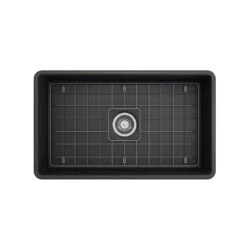 Classico Farmhouse Kitchen Sink With Grid And Strainer, 30", Matte Dark Gray 11 Classico Farmhouse Kitchen Sink With Grid And Strainer, 30", Matte Dark Gray -Whole House Kitchenware 7e4167520abe6b49 7827 w800 h800 b1 p0