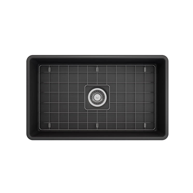 Classico Farmhouse Kitchen Sink With Grid And Strainer, 30", Matte Dark Gray 7 Classico Farmhouse Kitchen Sink With Grid And Strainer, 30", Matte Dark Gray - Image 5