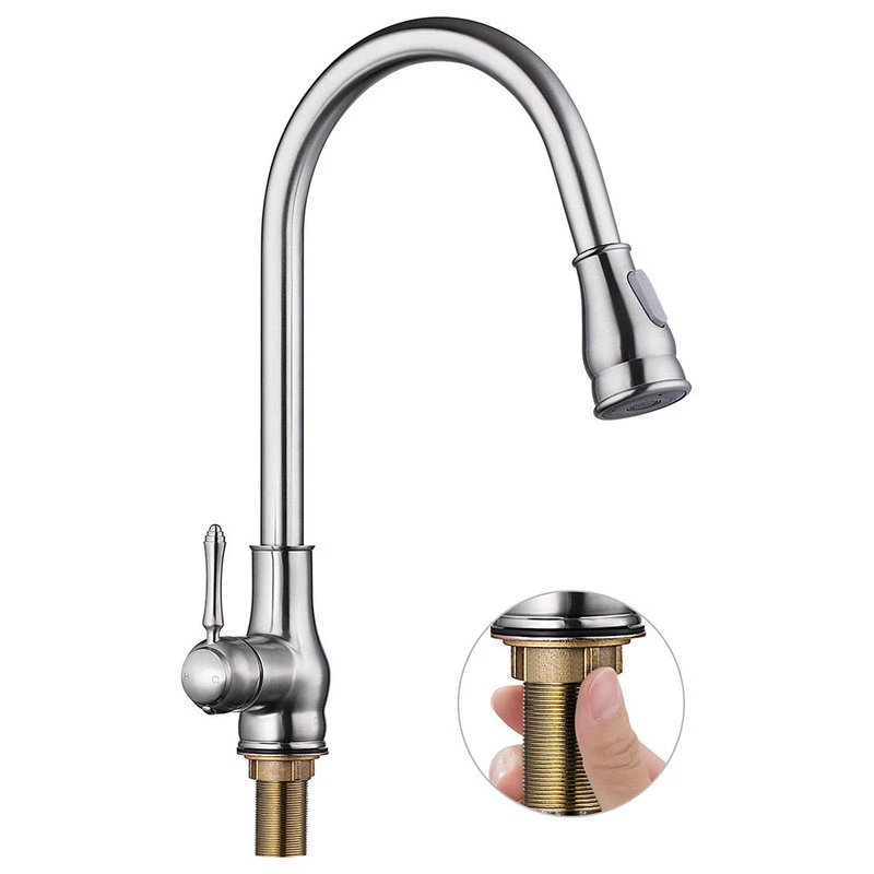 Aquaterior 18" Brushed Nickel Pull-Out Faucet Spray Swivel Spout Soap Dispenser 4 Aquaterior 18" Brushed Nickel Pull-Out Faucet Spray Swivel Spout Soap Dispenser - Image 2