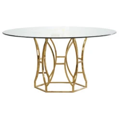 Luna 54" Round Dining Table, Gold