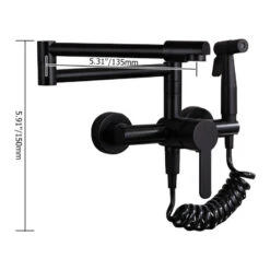 Retractable Wall-mounted Pot Filler Matte Black Kitchen Faucet With Spray 25 Retractable Wall-mounted Pot Filler Matte Black Kitchen Faucet With Spray -Whole House Kitchenware 82017e1d01792f47 7589 w800 h800 b1 p0