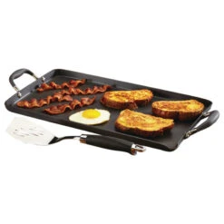 Hard-Anodized Nonstick 18"x10" Double Burner Griddle, Mini Turner, Gray -Whole House Kitchenware 837173eb06cb3fcc 8108 w800 h800 b1 p0