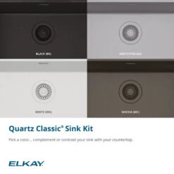 Elkay Quartz Classic 24-5/8" Undermount Sink Kit, Black 18 Elkay Quartz Classic 24-5/8" Undermount Sink Kit, Black -Whole House Kitchenware 8431c5cb0eea2ad9 1683 w800 h800 b0 p0