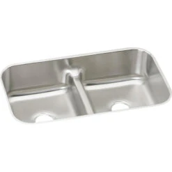 Elkay Lustertone Stainless Steel 2 Bowl Sink W/ Aqua Divide, Lustrous Satin