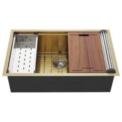 Tourner 32x19 Stainless Steel, Single Basin, Undermount Kitchen Sink, Gold -Whole House Kitchenware 86815ed601018e2e 1457 w800 h800 b1 p0