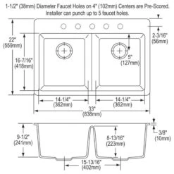 ELG3322GS0 Quartz Classic 33" X 22" Equal Double Bowl Drop-in Sink, Greystone -Whole House Kitchenware 8681fbc70e6019ee 1375 w800 h800 b1 p0