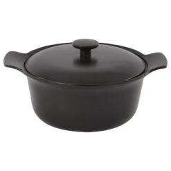 Ron Cast Iron Covered Stockpot, Black, 4.4Qt.