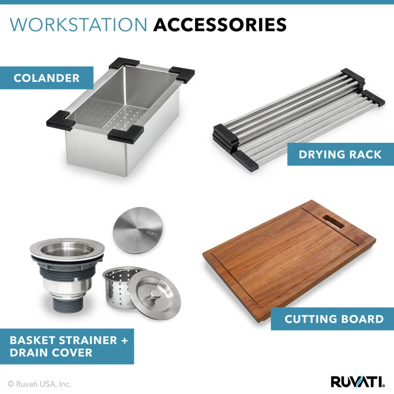 33-inch Workstation Drop-in 60/40 16 Gauge Stainless Steel Ledge Sink - RVH8035 9 33-inch Workstation Drop-in 60/40 16 Gauge Stainless Steel Ledge Sink - RVH8035 - Image 7