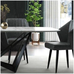 Stylish 79" Rectangle White Faux Marble Top Dining Table, Large -Whole House Kitchenware 89010d6300f687f5 5275 w800 h800 b0 p0