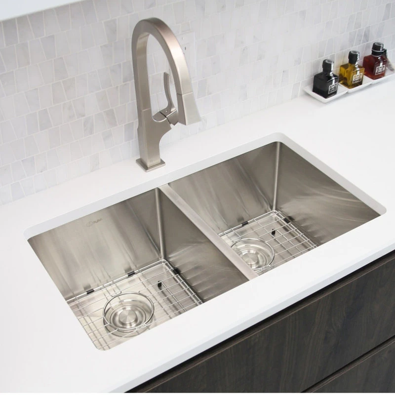 30"L X 18"W Stainless Steel Double Basin Dual Mount Kitchen Sink With Grids 16 30"L X 18"W Stainless Steel Double Basin Dual Mount Kitchen Sink With Grids - Image 14