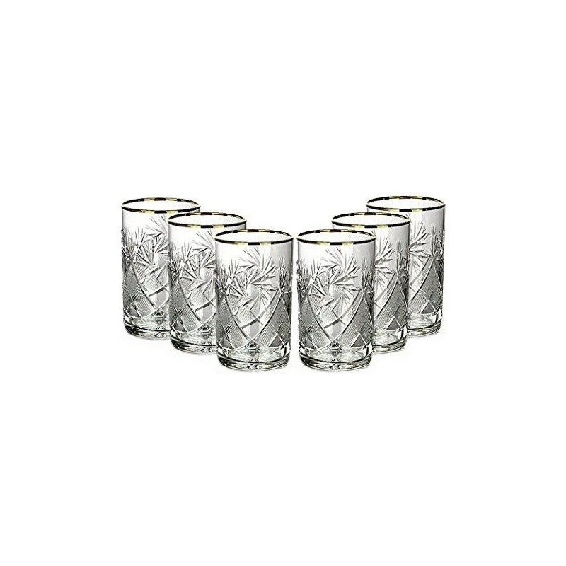 Set Of 6 Vintage Russian Crystal Tea Glasses For Metal Holder Podstakannik 3 Set Of 6 Vintage Russian Crystal Tea Glasses For Metal Holder Podstakannik