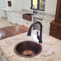 Premier Copper Products 16" Round Hammered Copper Bar Sink With 2" Drain Size, 3.5" -Whole House Kitchenware 89f1c02000774c73 4570 w800 h800 b0 p0